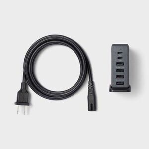 Heyday - 6-Port Charging Hub Vertical 2C + 4A - heyday Blac Black